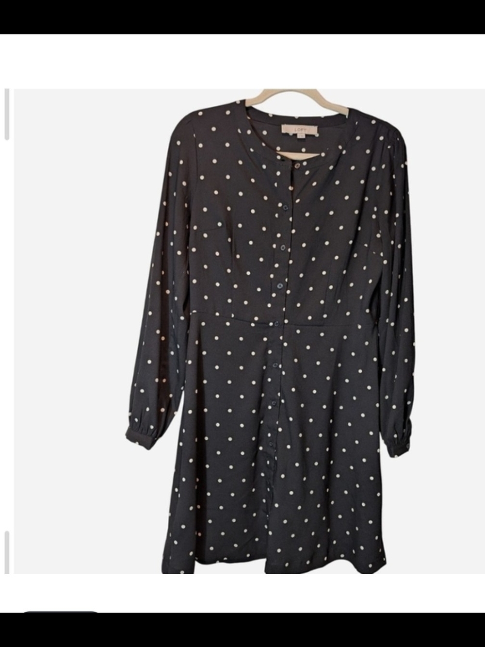 LOFT Black Dress with White Polka Dots